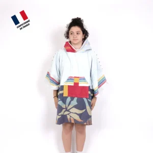 Poncho Anfibi Junior 100% Upcyclé « Multicolor Stripes » modèle unique