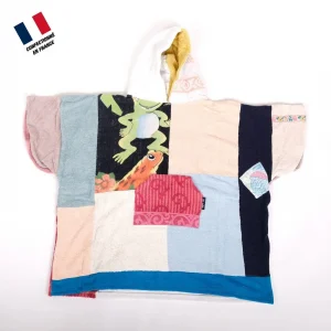 Poncho Anfibi Junior 100% Upcyclé « Squares and Frogs » - Modèle unique