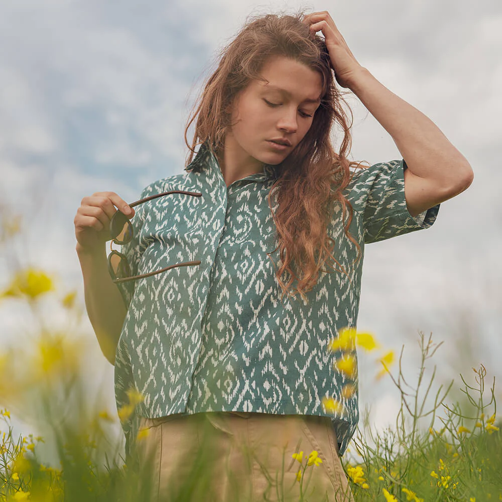 Chemise en lin bleue Femme Linen
