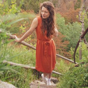 Robe Orange Femme fibres de cellulose