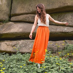 Jupe Orange Femme fibres de cellulose