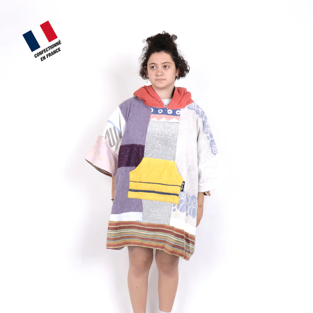 Poncho Anfibi Junior 100% Upcyclé « Yellow Pocket » modèle unique