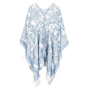 Poncho Fleuri Femme Cachemire