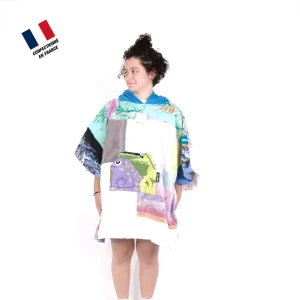 Poncho Anfibi Junior 100% Upcyclé « Purple Frog » modèle unique
