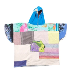 Poncho Anfibi Junior 100% Upcyclé « Frog and Stripes » - Modèle unique