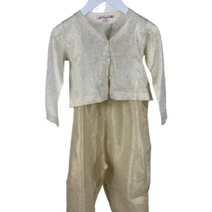 Ensemble combinaison + cardigan doré  Bonpoint 2 ans