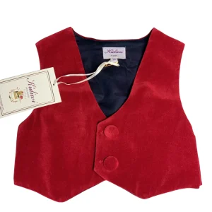 Gilet de Cérémonie Garçon velours rouge KIDIWI 2 ans