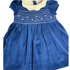 Robe KIDIWI à smocks velours bleu roi 12 mois