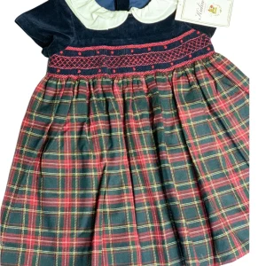 Robe KIDIWI à smocks tartan marine rouge vert 12 mois