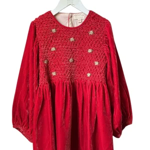 Haut BONJOUR velours rouge 12 ans