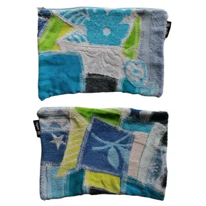 Pochette Anfibi 100% Upcyclée « Blue Flowers » - Modèle unique