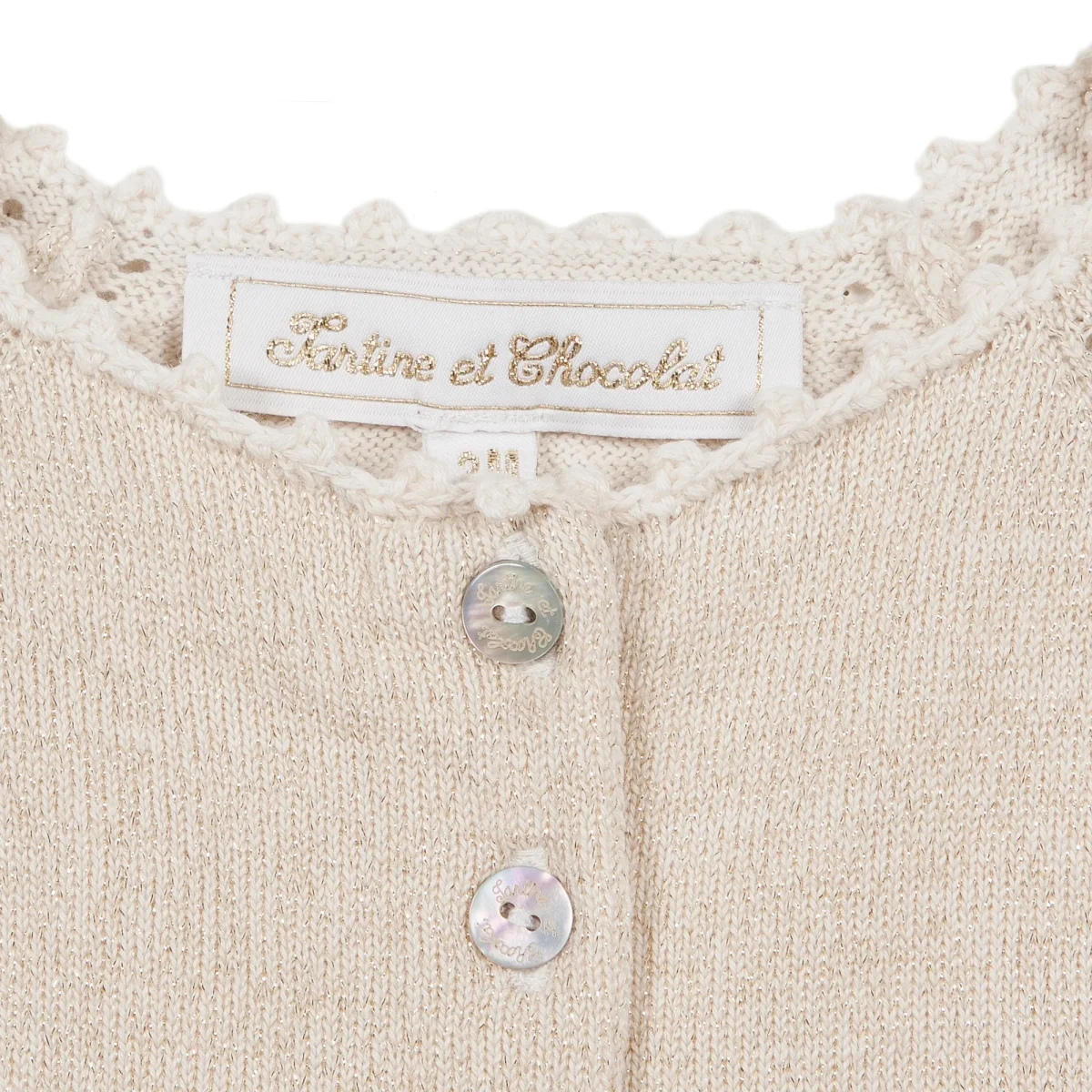 Cardigan Tartine et Chocolat doré 9M – Image 2