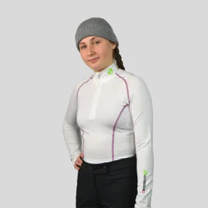 Base Layer « AIGUILLE VERTE » Femme Blanc/Framboise