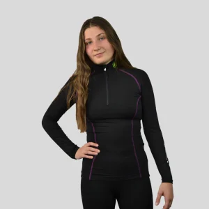 Base Layer « AIGUILLE VERTE » Femme Noir/Framboise