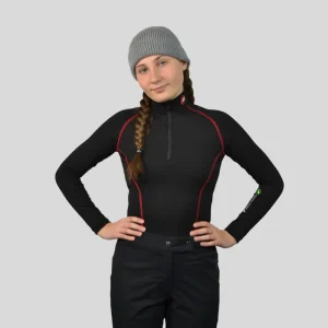Base Layer « AIGUILLE VERTE » Femme Noir/Rouge