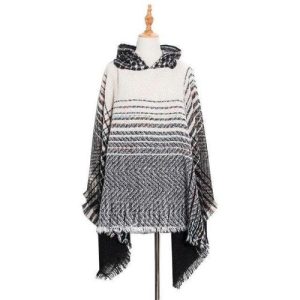 Poncho Rayures-Fin Femme